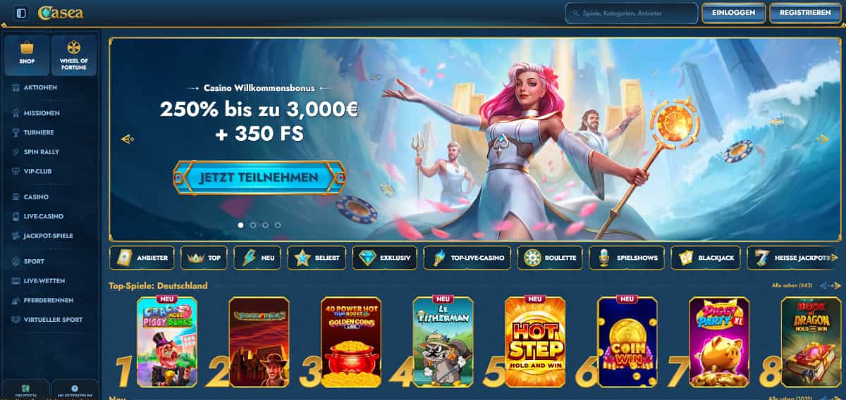 Casea vereint Casino-Action und Sportwetten unter einem Dach. Als Online Casino überzeugt der Anbieter vor allem durch sein durchdachtes 5-stufiges VIP-Programm, das treuen Spielern ein lukratives Cashback von bis zu 20 % ermöglicht.